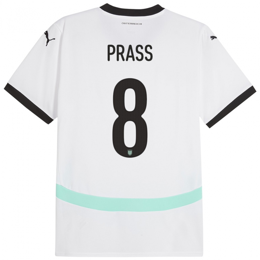 Kinder Österreich Alexander Prass #8 Weiß Auswärtstrikot Trikot 24-26 T-Shirt Belgien