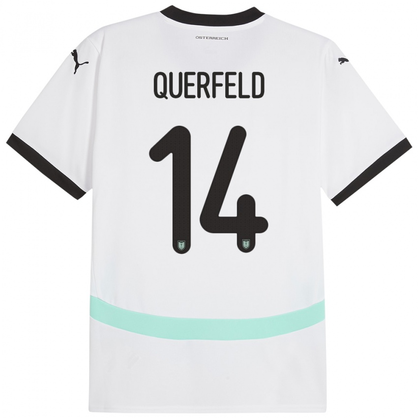 Enfant Maillot Autriche Leopold Querfeld #14 Blanc Tenues Extérieur 24-26 T-Shirt Belgique