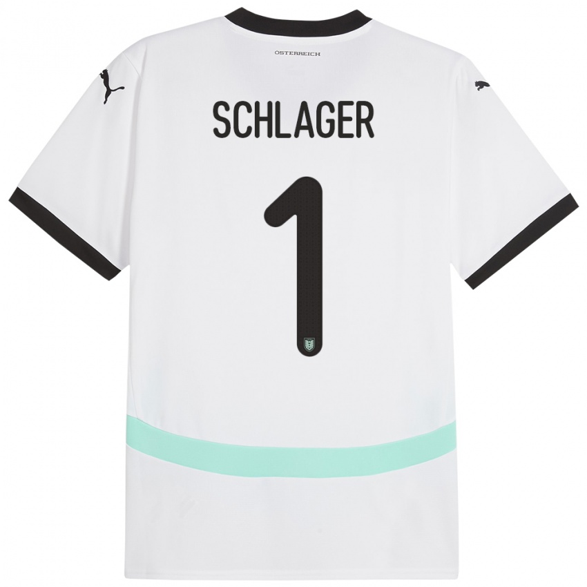 Kinderen Oostenrijk Alexander Schlager #1 Wit Uitshirt Uittenue 24-26 T-Shirt België