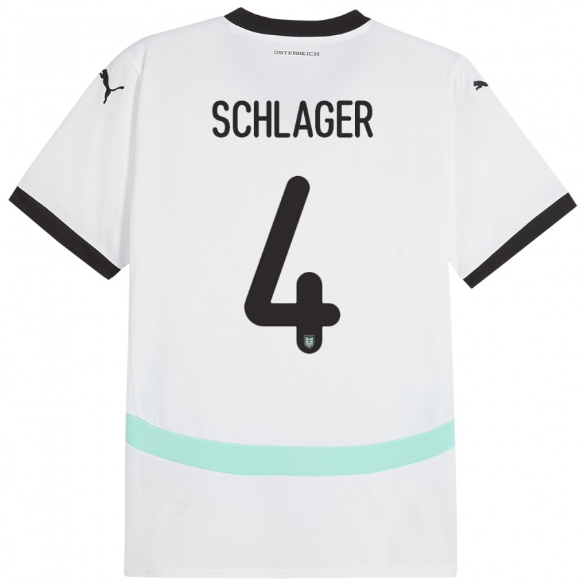 Kinderen Oostenrijk Xaver Schlager #4 Wit Uitshirt Uittenue 24-26 T-Shirt België