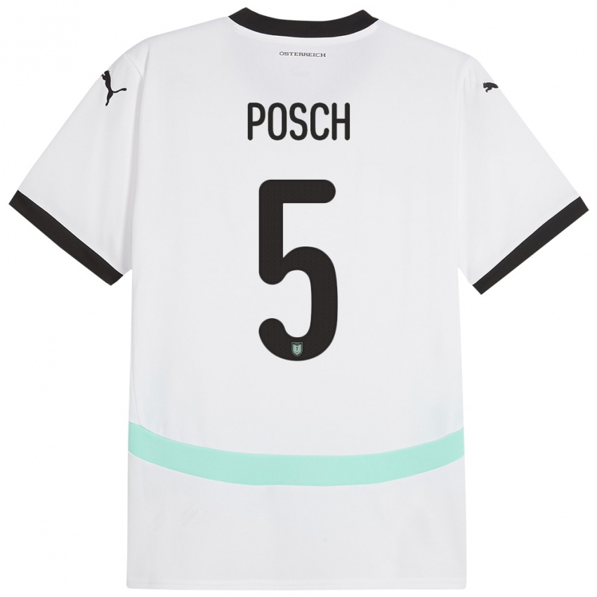 Kinder Österreich Stefan Posch #5 Weiß Auswärtstrikot Trikot 24-26 T-Shirt Belgien