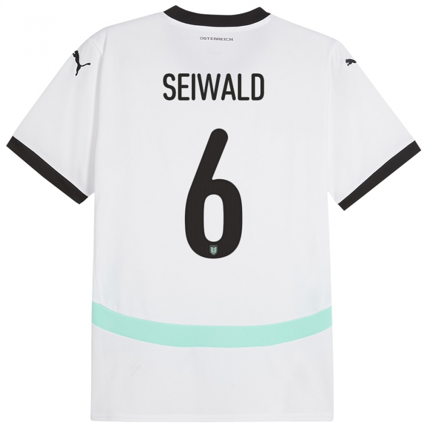 Kinder Österreich Nicolas Seiwald #6 Weiß Auswärtstrikot Trikot 24-26 T-Shirt Belgien