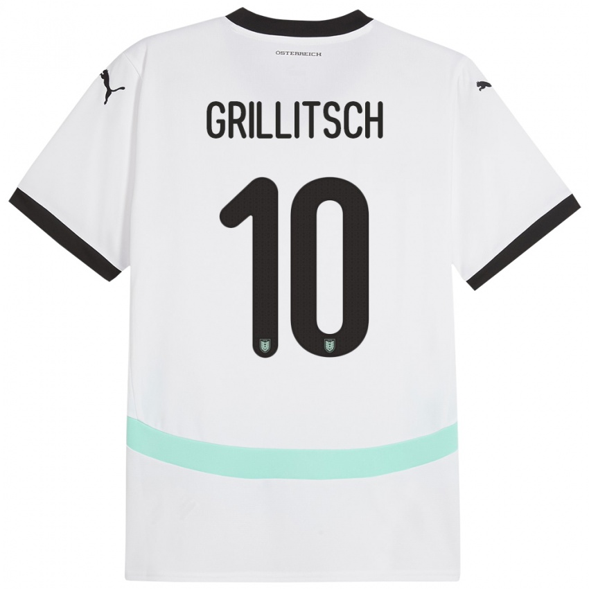 Kinderen Oostenrijk Florian Grillitsch #10 Wit Uitshirt Uittenue 24-26 T-Shirt België