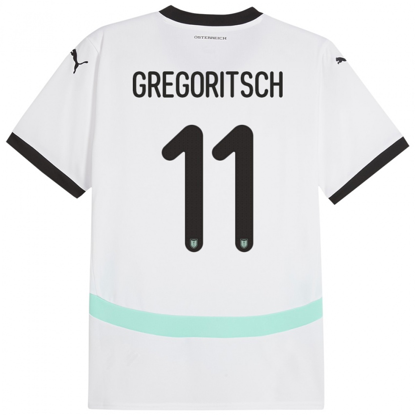 Kinderen Oostenrijk Michael Gregoritsch #11 Wit Uitshirt Uittenue 24-26 T-Shirt België