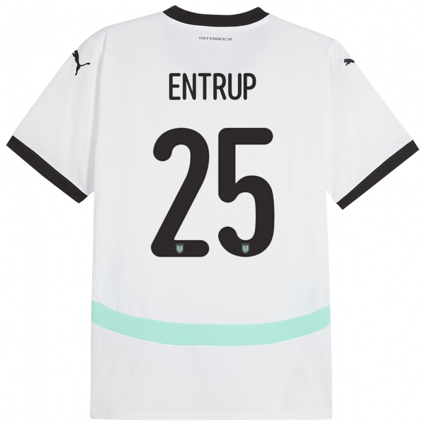 Enfant Maillot Autriche Maximilian Entrup #25 Blanc Tenues Extérieur 24-26 T-Shirt Belgique