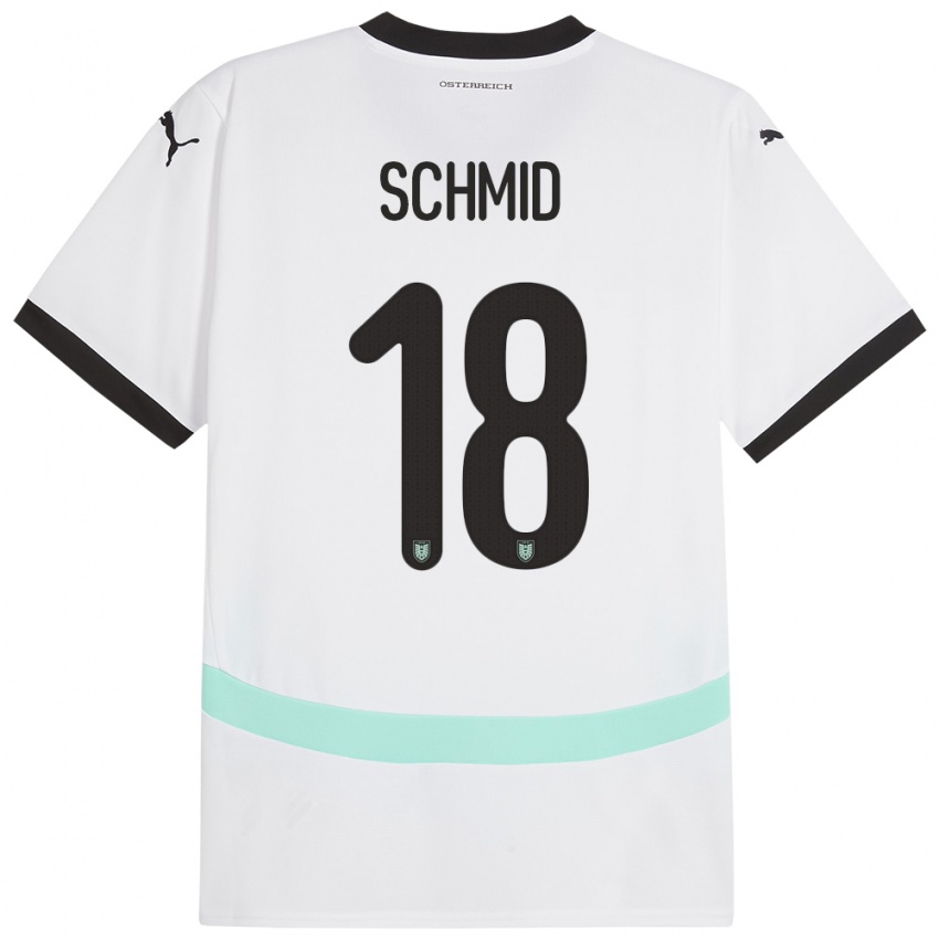 Enfant Maillot Autriche Romano Schmid #18 Blanc Tenues Extérieur 24-26 T-Shirt Belgique