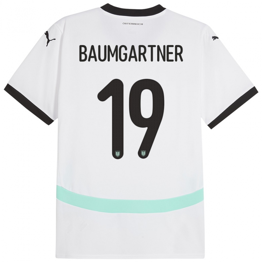 Kinder Österreich Christoph Baumgartner #19 Weiß Auswärtstrikot Trikot 24-26 T-Shirt Belgien