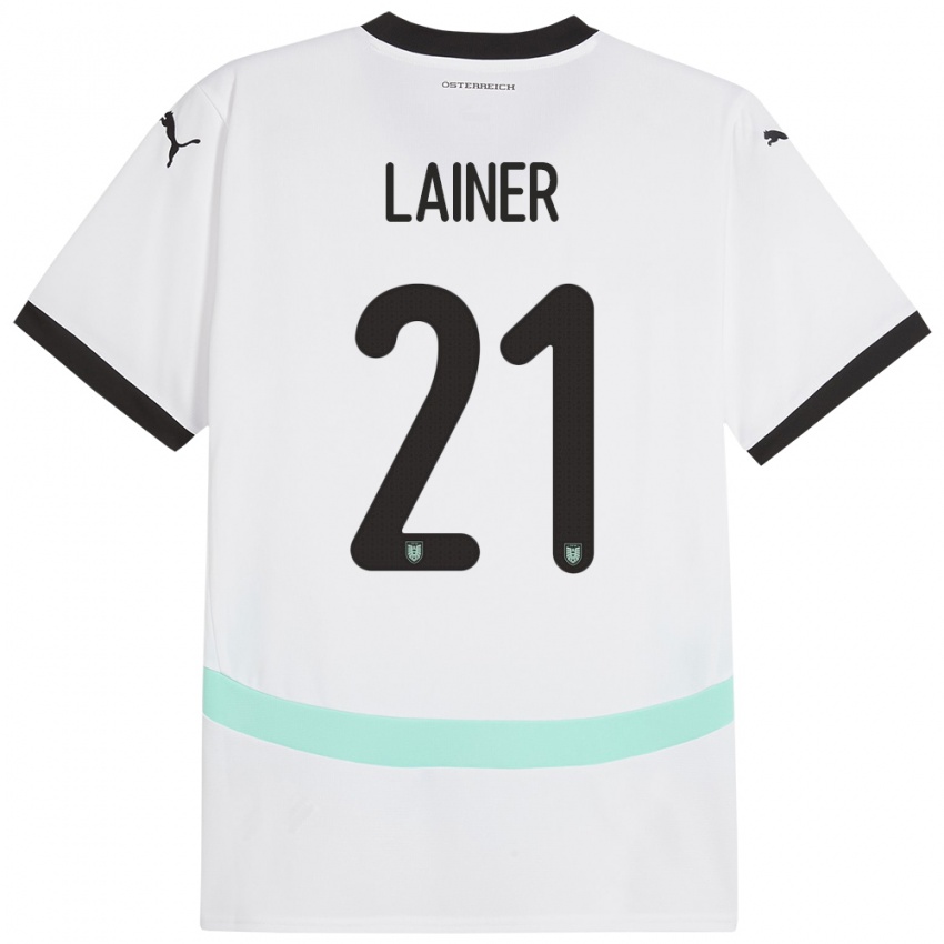 Kinder Österreich Stefan Lainer #21 Weiß Auswärtstrikot Trikot 24-26 T-Shirt Belgien