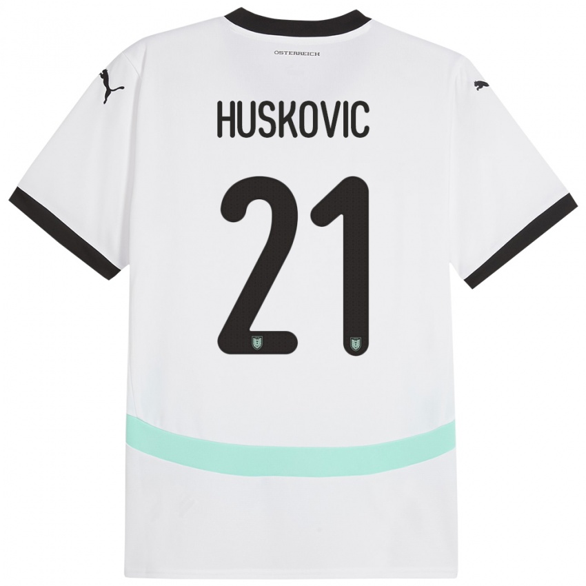 Kinderen Oostenrijk Muharem Huskovic #21 Wit Uitshirt Uittenue 24-26 T-Shirt België