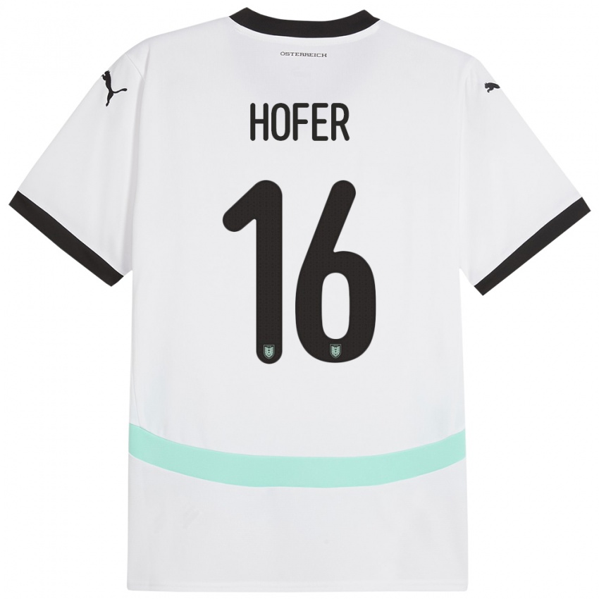 Kinder Österreich Raphael Hofer #16 Weiß Auswärtstrikot Trikot 24-26 T-Shirt Belgien