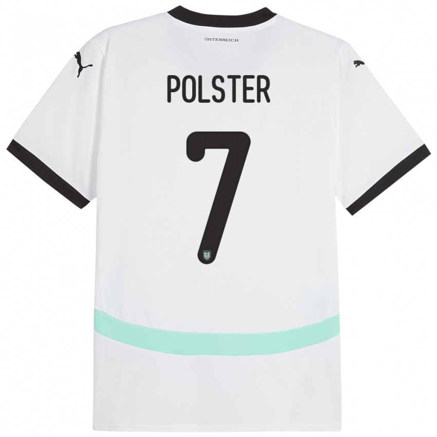 Kinderen Oostenrijk Manuel Polster #7 Wit Uitshirt Uittenue 24-26 T-Shirt België