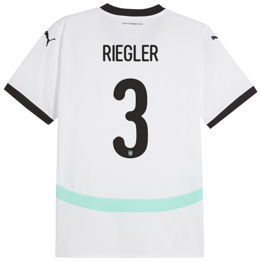 Kinderen Oostenrijk David Riegler #3 Wit Uitshirt Uittenue 24-26 T-Shirt België