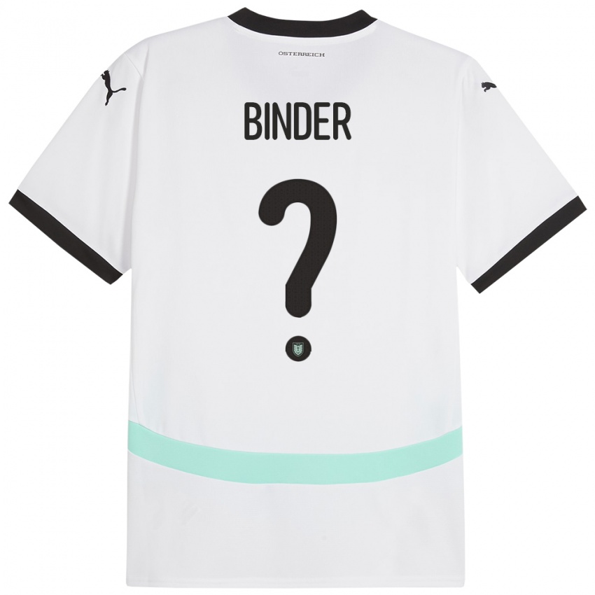 Enfant Maillot Autriche Nicolas Binder #0 Blanc Tenues Extérieur 24-26 T-Shirt Belgique