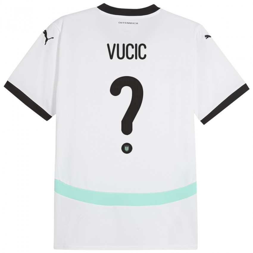 Enfant Maillot Autriche Romeo Vucic #0 Blanc Tenues Extérieur 24-26 T-Shirt Belgique