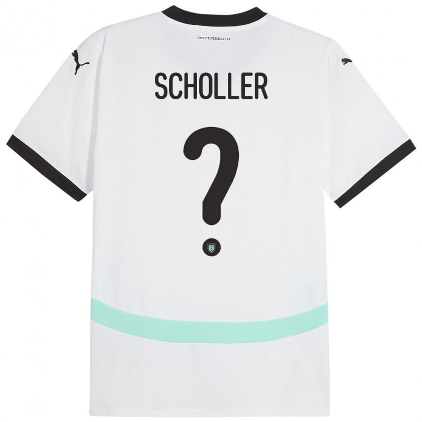 Kinderen Oostenrijk Jakob Schöller #0 Wit Uitshirt Uittenue 24-26 T-Shirt België