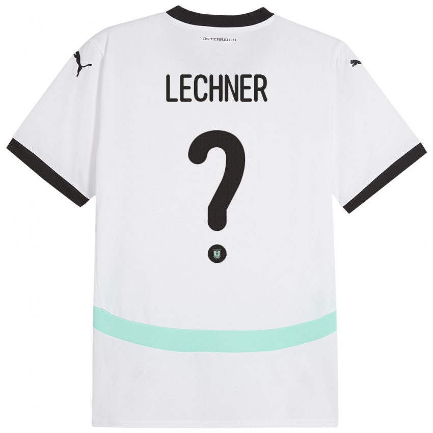 Kinderen Oostenrijk Dominik Lechner #0 Wit Uitshirt Uittenue 24-26 T-Shirt België