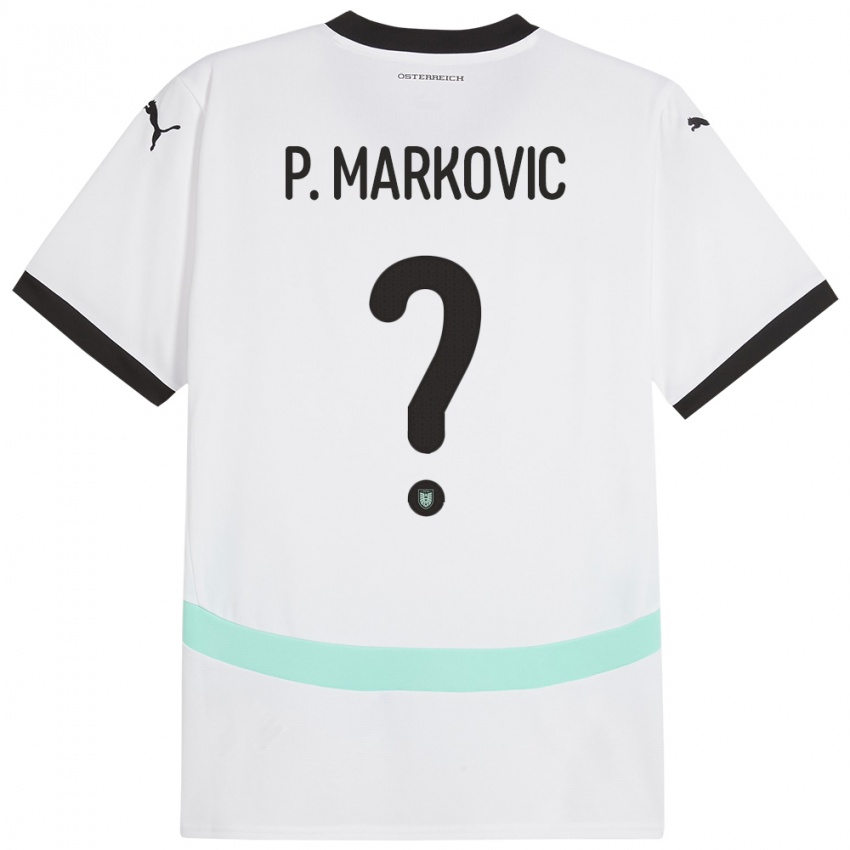 Enfant Maillot Autriche Petar Markovic #0 Blanc Tenues Extérieur 24-26 T-Shirt Belgique