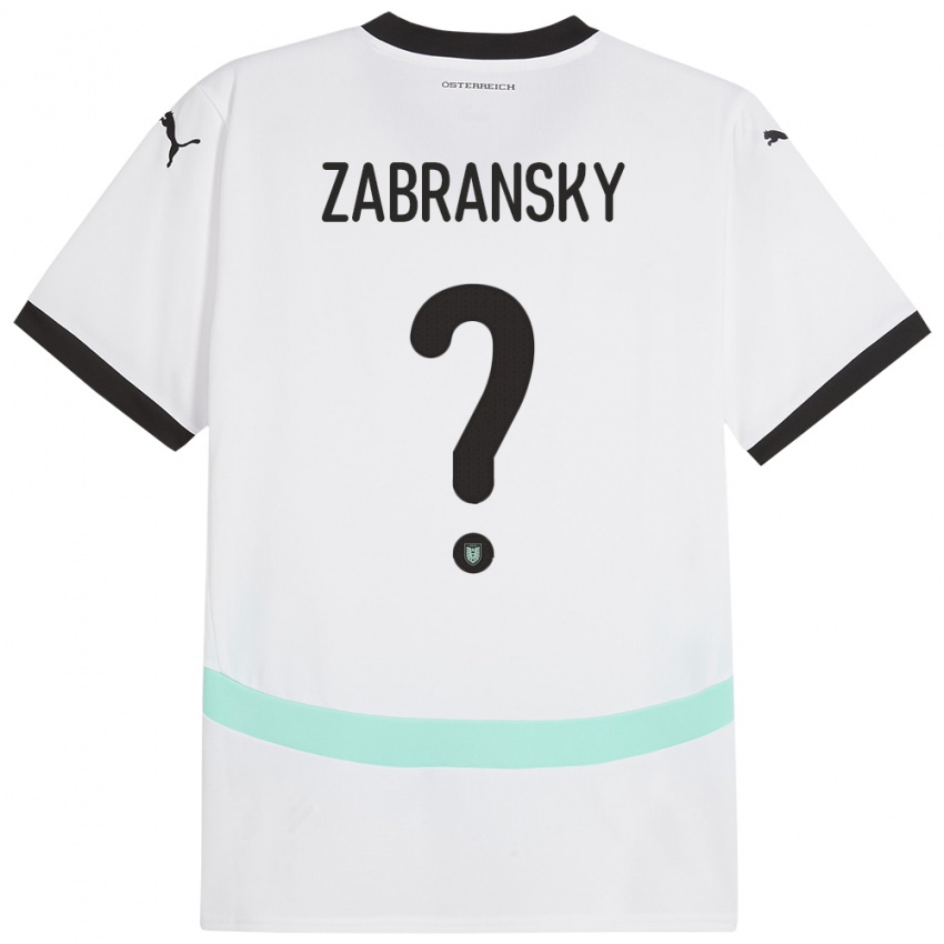 Enfant Maillot Autriche Valentin Zabransky #0 Blanc Tenues Extérieur 24-26 T-Shirt Belgique