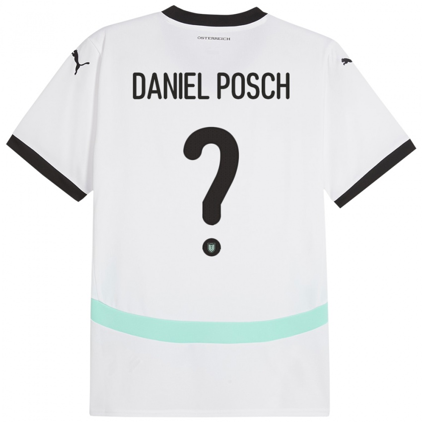 Kinderen Oostenrijk Daniel Posch #0 Wit Uitshirt Uittenue 24-26 T-Shirt België