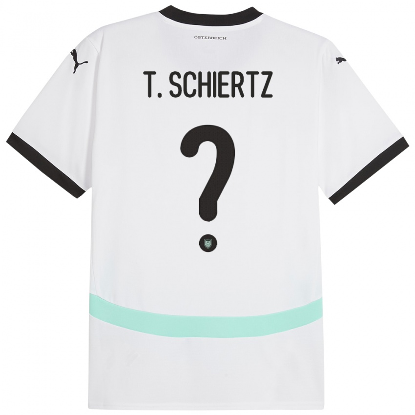 Enfant Maillot Autriche Tammo Schiertz #0 Blanc Tenues Extérieur 24-26 T-Shirt Belgique