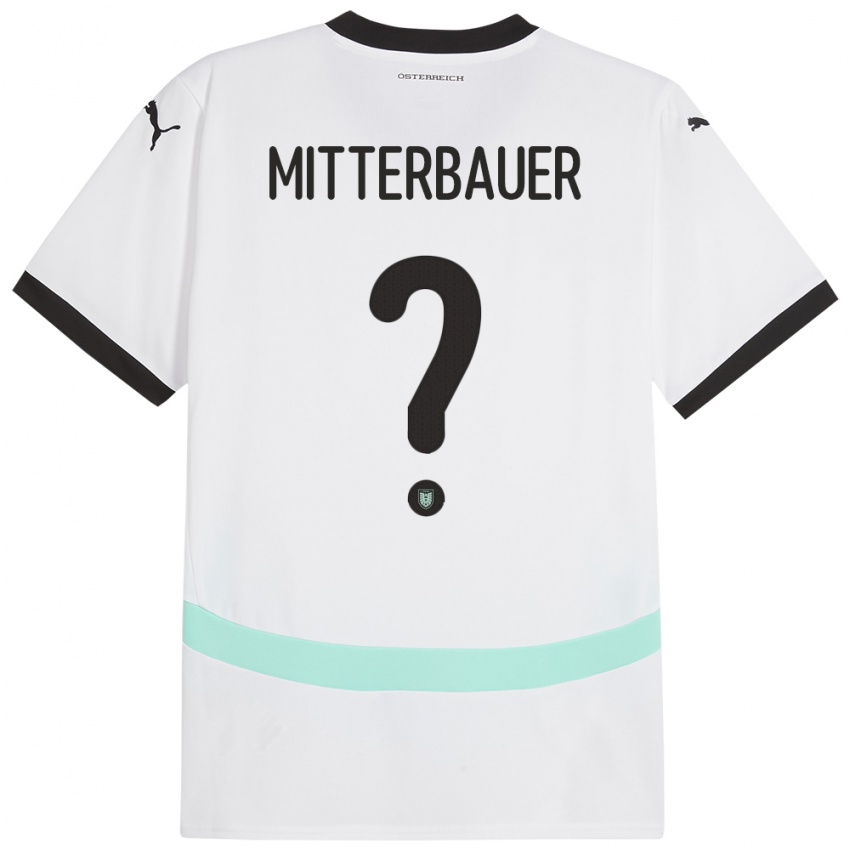 Enfant Maillot Autriche Elias Mitterbauer #0 Blanc Tenues Extérieur 24-26 T-Shirt Belgique