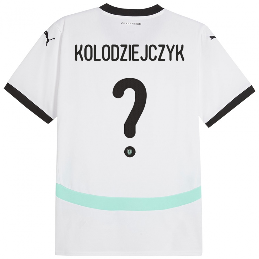 Kinder Österreich Marek Kolodziejczyk #0 Weiß Auswärtstrikot Trikot 24-26 T-Shirt Belgien