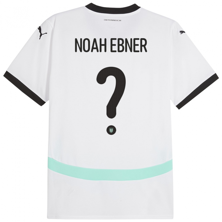 Kinderen Oostenrijk Noah Ebner #0 Wit Uitshirt Uittenue 24-26 T-Shirt België