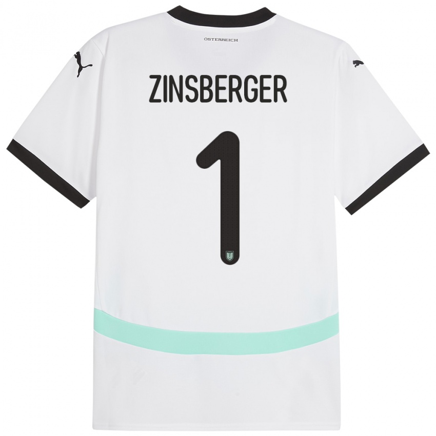Kinderen Oostenrijk Manuela Zinsberger #1 Wit Uitshirt Uittenue 24-26 T-Shirt België
