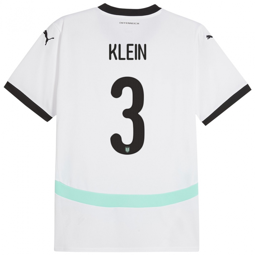 Kinder Österreich Jennifer Klein #3 Weiß Auswärtstrikot Trikot 24-26 T-Shirt Belgien