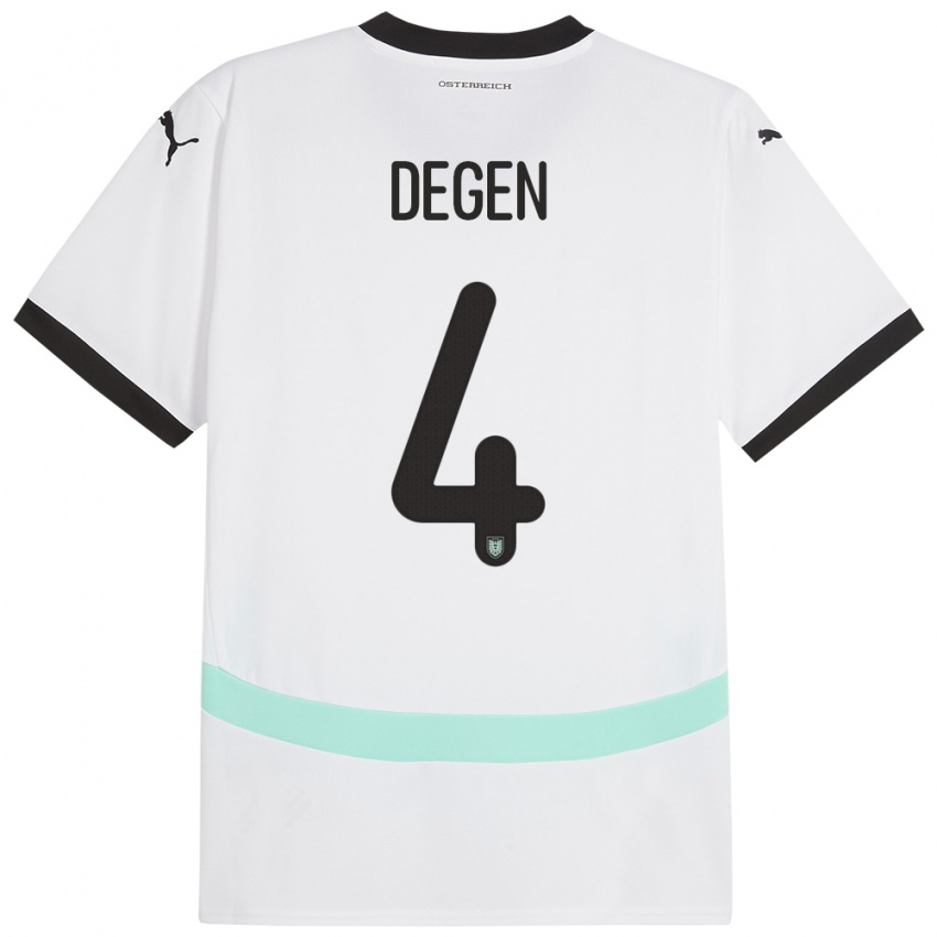 Kinder Österreich Celina Degen #4 Weiß Auswärtstrikot Trikot 24-26 T-Shirt Belgien