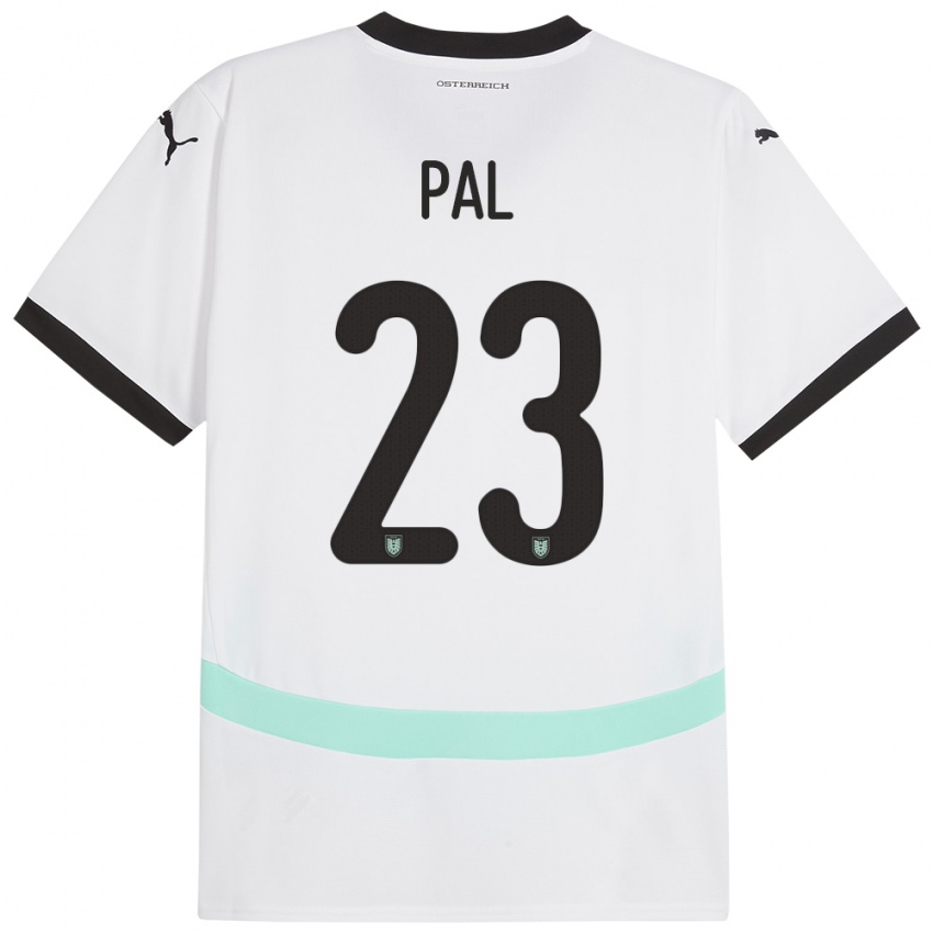 Enfant Maillot Autriche Jasmin Pal #23 Blanc Tenues Extérieur 24-26 T-Shirt Belgique