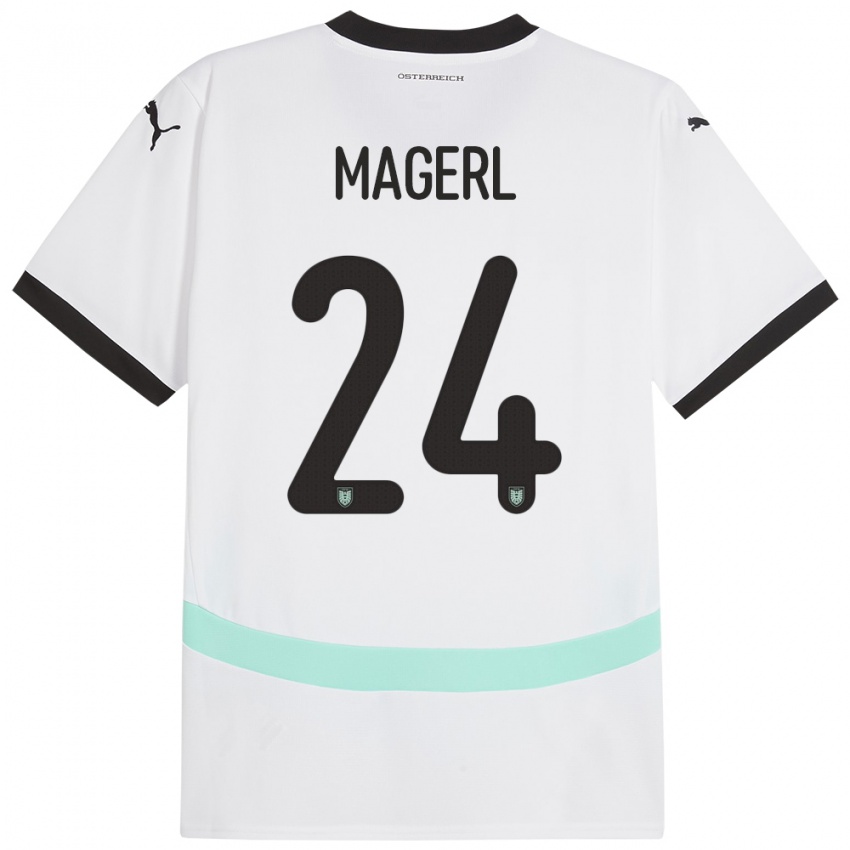 Kinderen Oostenrijk Julia Magerl #24 Wit Uitshirt Uittenue 24-26 T-Shirt België