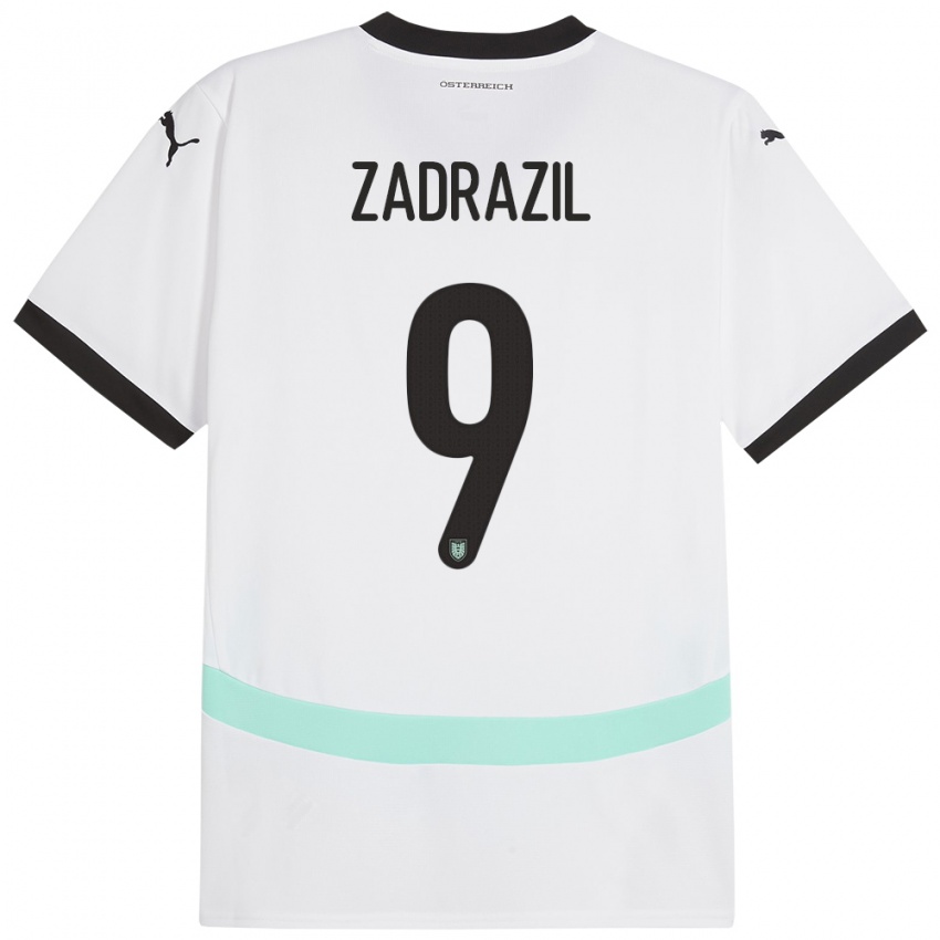 Kinderen Oostenrijk Sarah Zadrazil #9 Wit Uitshirt Uittenue 24-26 T-Shirt België