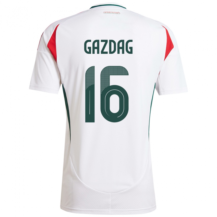 Kinder Ungarn Dániel Gazdag #16 Weiß Auswärtstrikot Trikot 24-26 T-Shirt Belgien