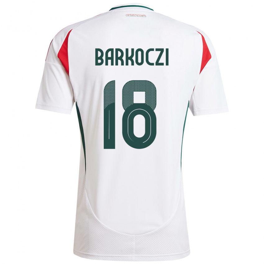 Kinder Ungarn Barnabás Barkóczi #18 Weiß Auswärtstrikot Trikot 24-26 T-Shirt Belgien