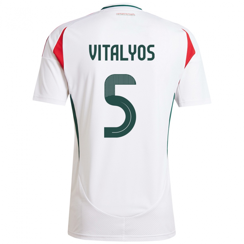 Kinder Ungarn Viktor Vitályos #5 Weiß Auswärtstrikot Trikot 24-26 T-Shirt Belgien