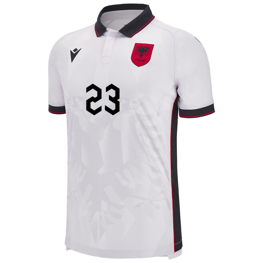 Enfant Maillot Albanie Thomas Strakosha #23 Blanc Tenues Extérieur 24-26 T-Shirt Belgique