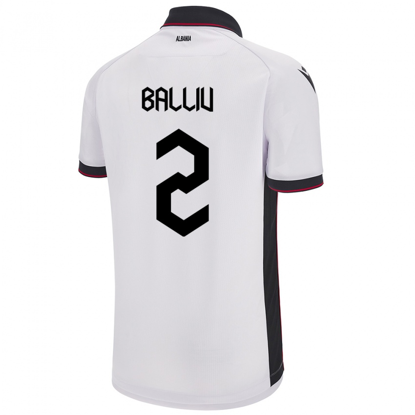 Kinder Albanien Iván Balliu #2 Weiß Auswärtstrikot Trikot 24-26 T-Shirt Belgien