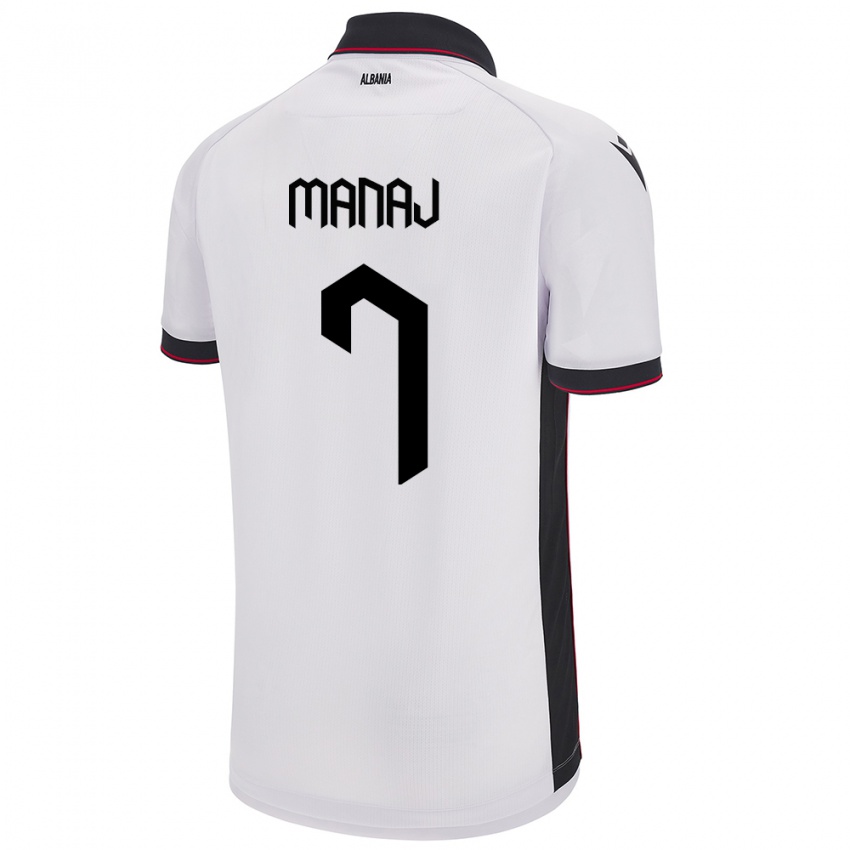 Enfant Maillot Albanie Rey Manaj #7 Blanc Tenues Extérieur 24-26 T-Shirt Belgique