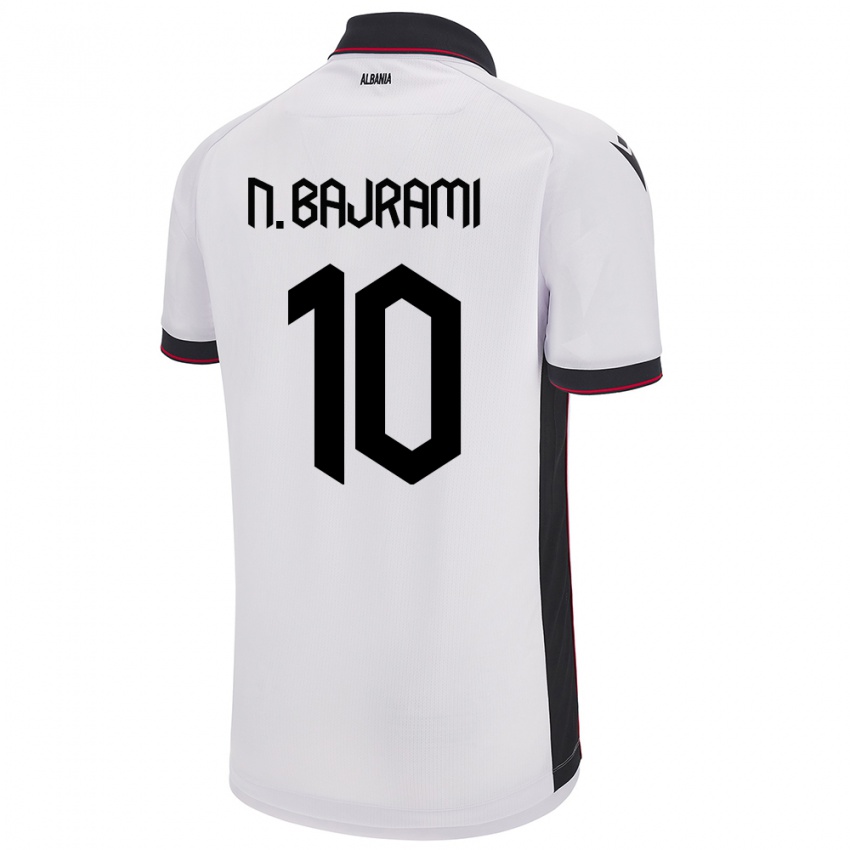 Enfant Maillot Albanie Nedim Bajrami #10 Blanc Tenues Extérieur 24-26 T-Shirt Belgique