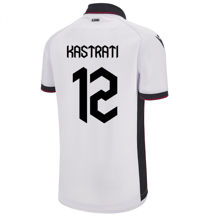 Kinder Albanien Elhan Kastrati #12 Weiß Auswärtstrikot Trikot 24-26 T-Shirt Belgien