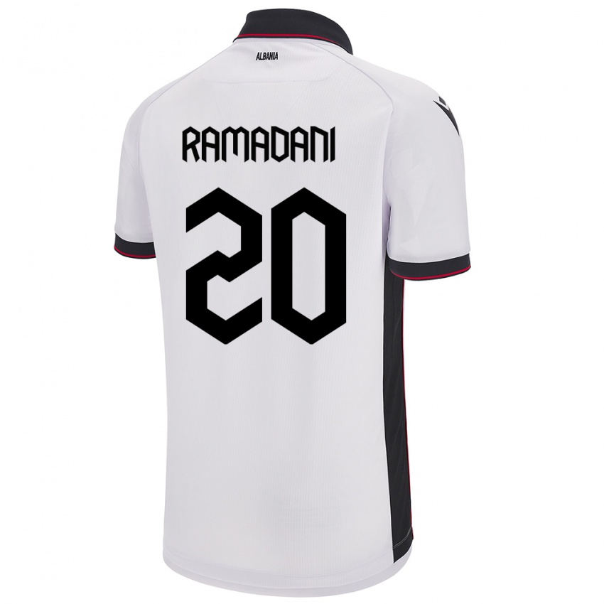 Kinderen Albanië Ylber Ramadani #20 Wit Uitshirt Uittenue 24-26 T-Shirt België