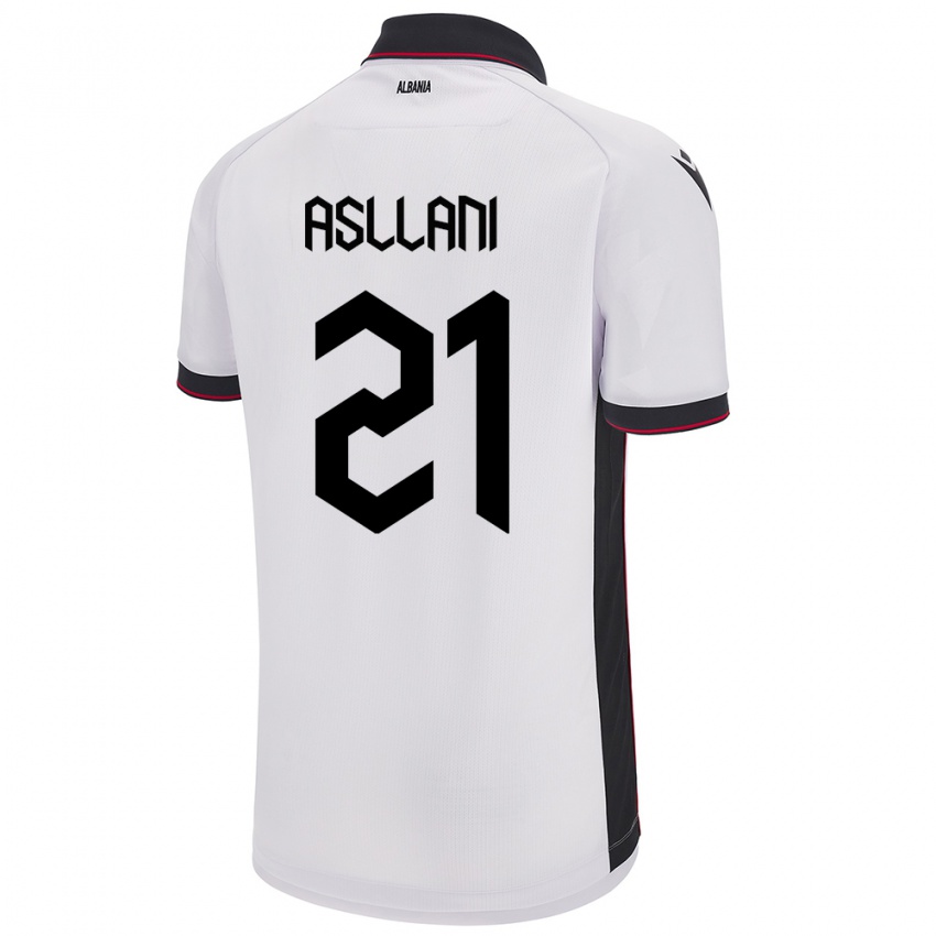 Enfant Maillot Albanie Kristjan Asllani #21 Blanc Tenues Extérieur 24-26 T-Shirt Belgique