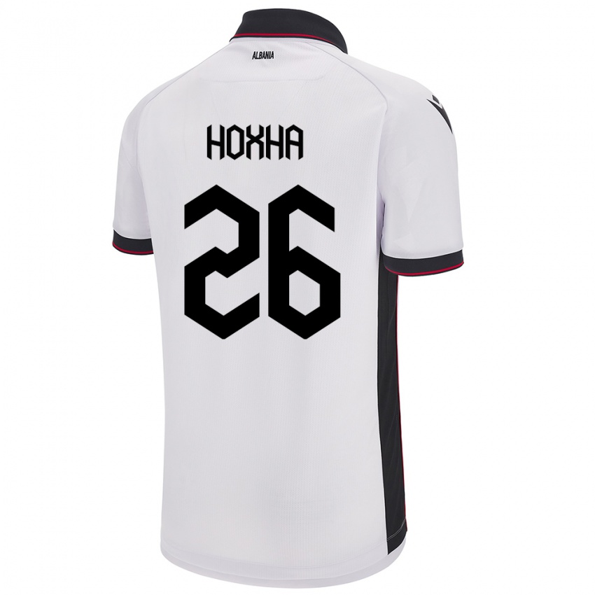 Kinder Albanien Arbër Hoxha #26 Weiß Auswärtstrikot Trikot 24-26 T-Shirt Belgien