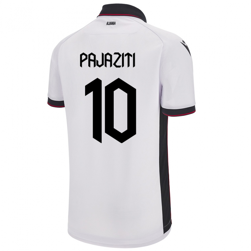 Enfant Maillot Albanie Adrion Pajaziti #10 Blanc Tenues Extérieur 24-26 T-Shirt Belgique