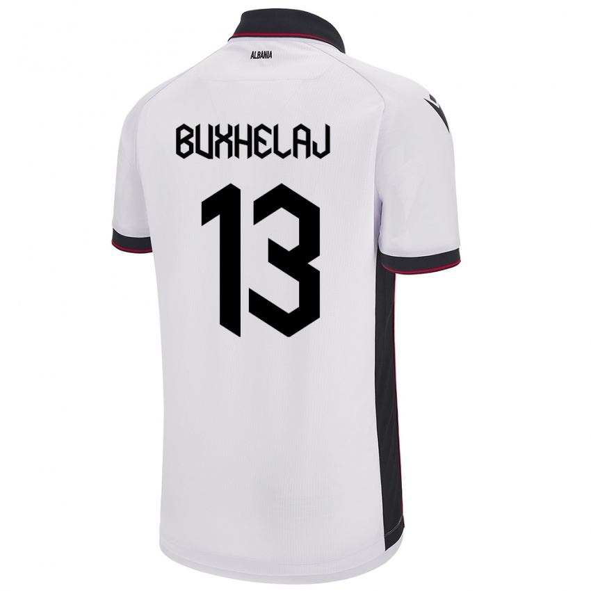 Kinder Albanien Paulo Buxhelaj #13 Weiß Auswärtstrikot Trikot 24-26 T-Shirt Belgien