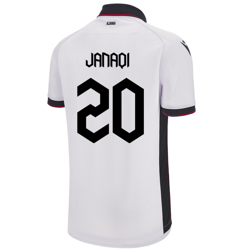 Enfant Maillot Albanie Dejvid Janaqi #20 Blanc Tenues Extérieur 24-26 T-Shirt Belgique