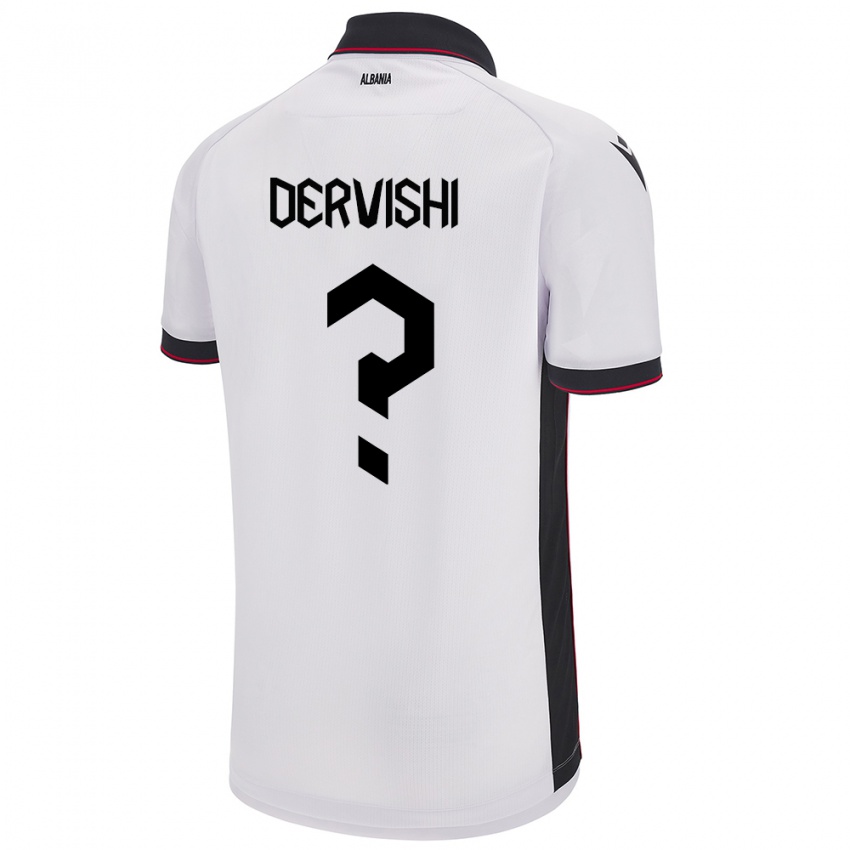 Enfant Maillot Albanie Amarildo Dervishi #0 Blanc Tenues Extérieur 24-26 T-Shirt Belgique