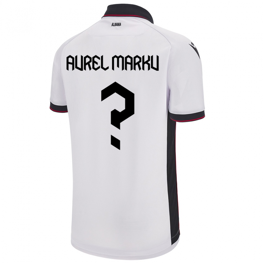 Enfant Maillot Albanie Aurel Marku #0 Blanc Tenues Extérieur 24-26 T-Shirt Belgique