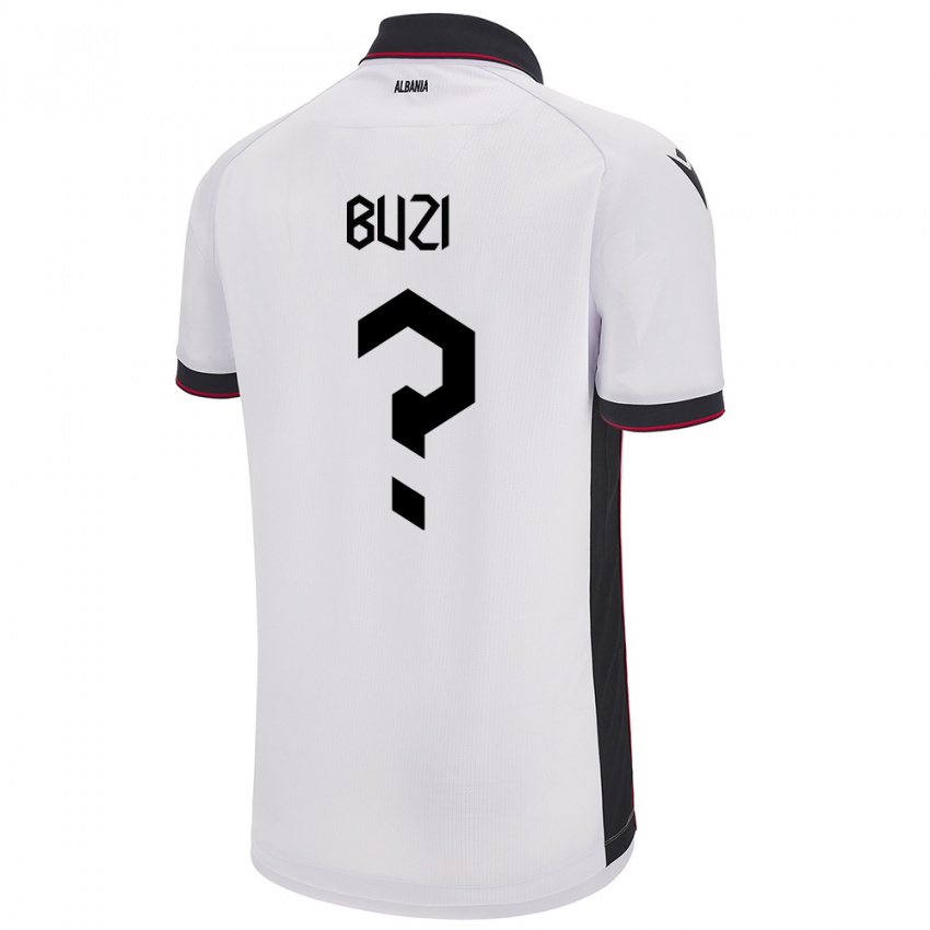 Enfant Maillot Albanie Luis Buzi #0 Blanc Tenues Extérieur 24-26 T-Shirt Belgique